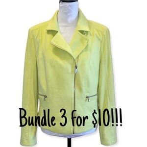 Bright yellow Gerry Weber moto jacket, size 14, GUC, buttery soft fabric